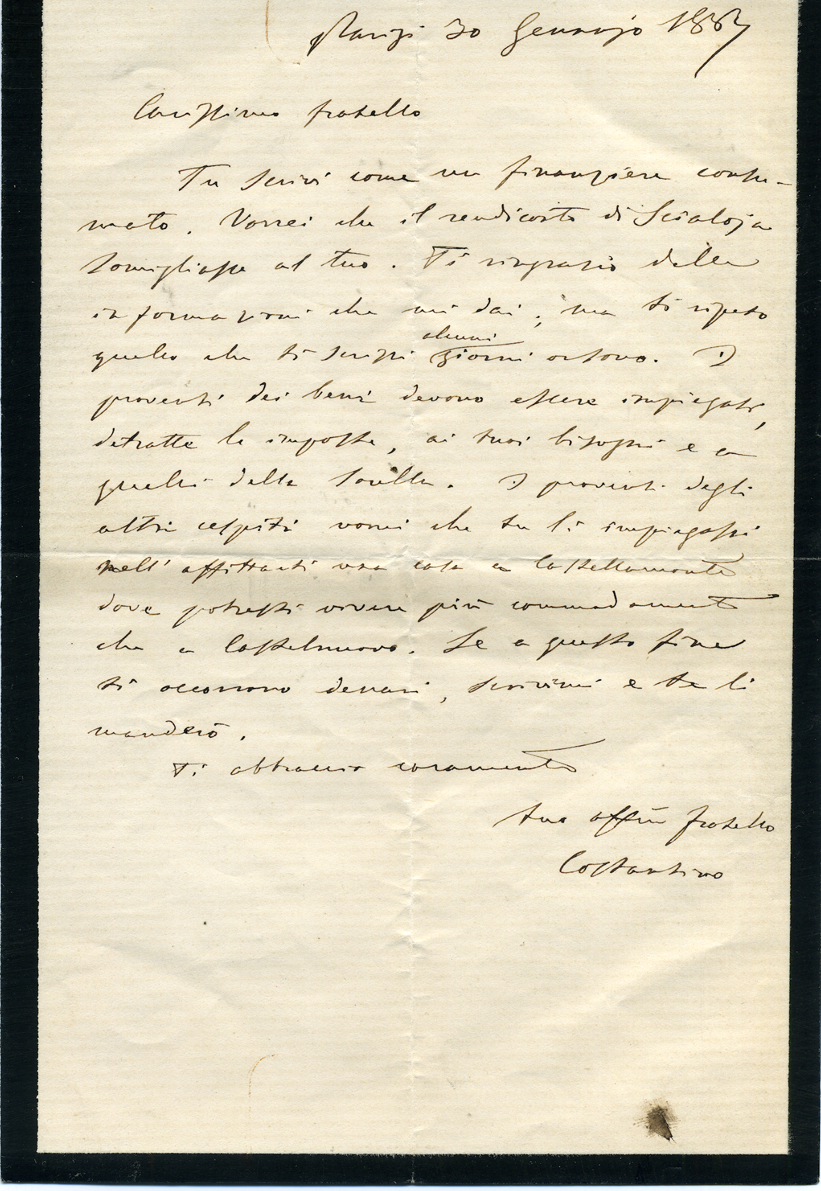 Lettera Michelangelo 30 gennaio 1867